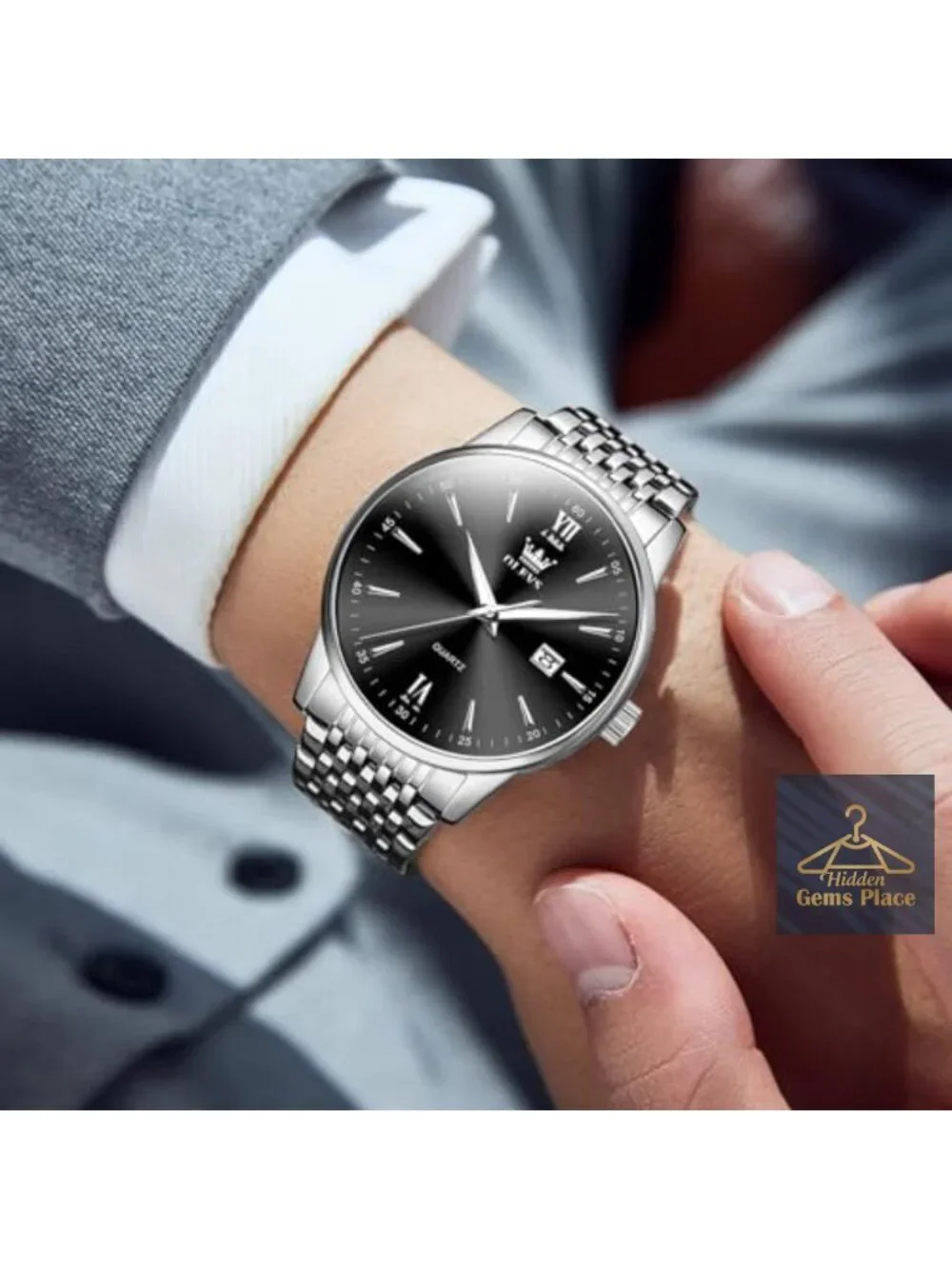 Men's Luxury Stainless Steel Quartz Dress Watch Waterproof 30M Classic Business